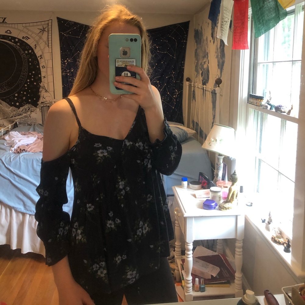 floral open shoulder blouse from american eagle